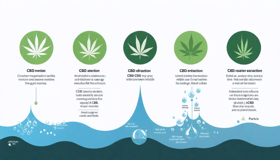 Diagram comparing water consumption rates between CO2, ethanol, and other CBD extraction processes